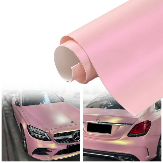 AuMoHall Rouge Pink to Charming Gold Glossy Chameleon Vinyl Wrap Color Change DIY Vehicle Vinyl Film, 59.84" x 196.85"