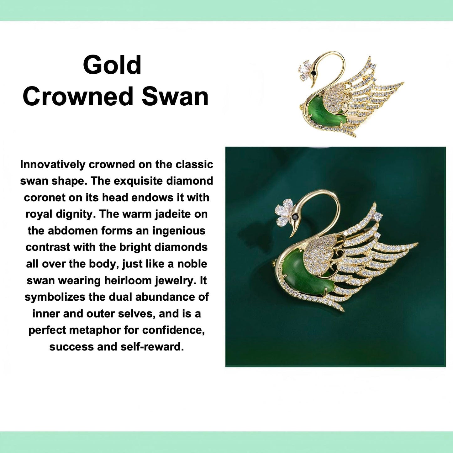 Vintage Green Emerald Swan Brooch for Women, Exquisite Crystal Rhinestone Wedding Lapel Pin, Elegant Flower-Inspired Fashion Jewelry Gift for Her