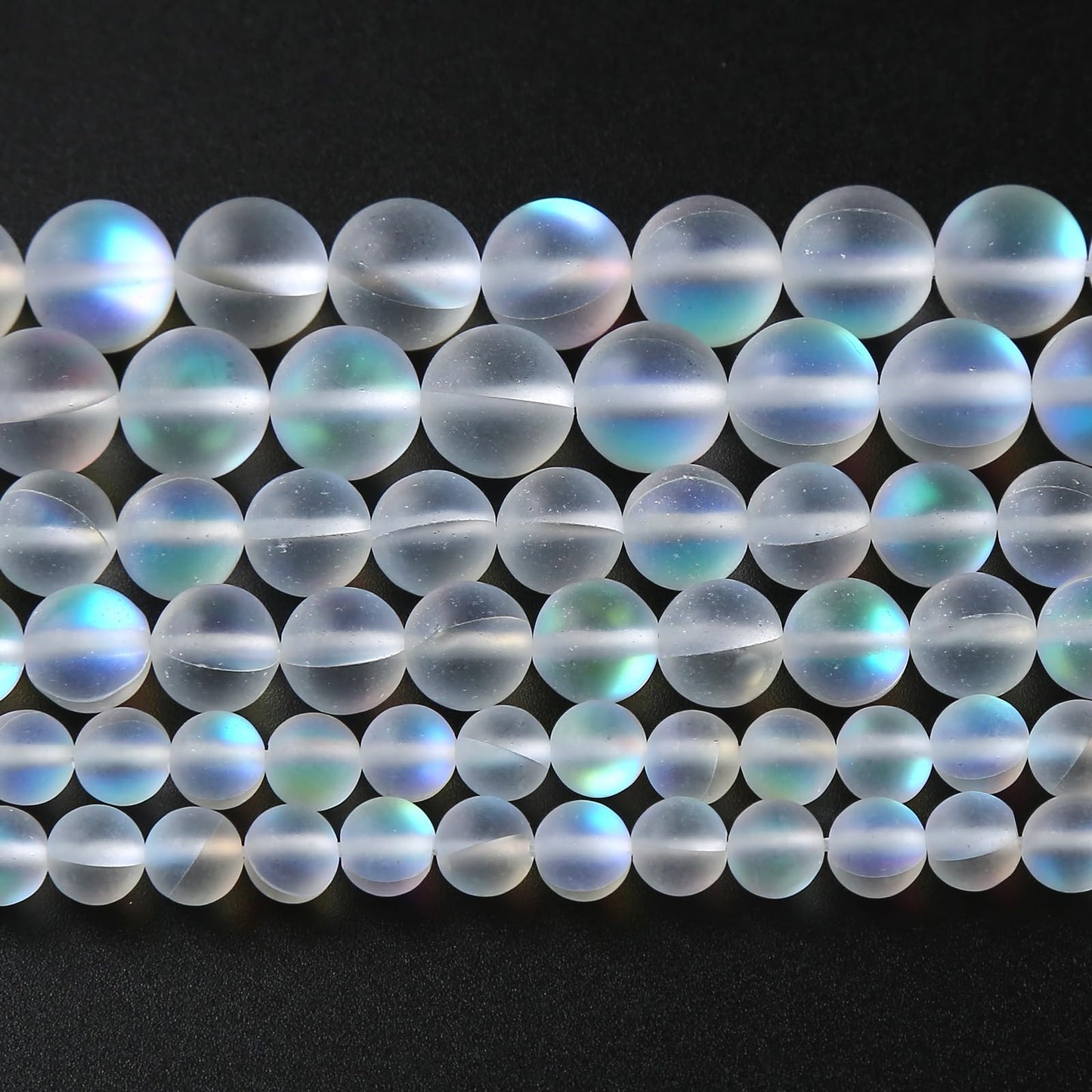 ZXYMLZI 36pcs 10mm Natural White Mystic Aura Quartz Beads Frosted Matte Moonstone Round Loose Beads For Jewelry Making DIY Bracelet Necklace 15"