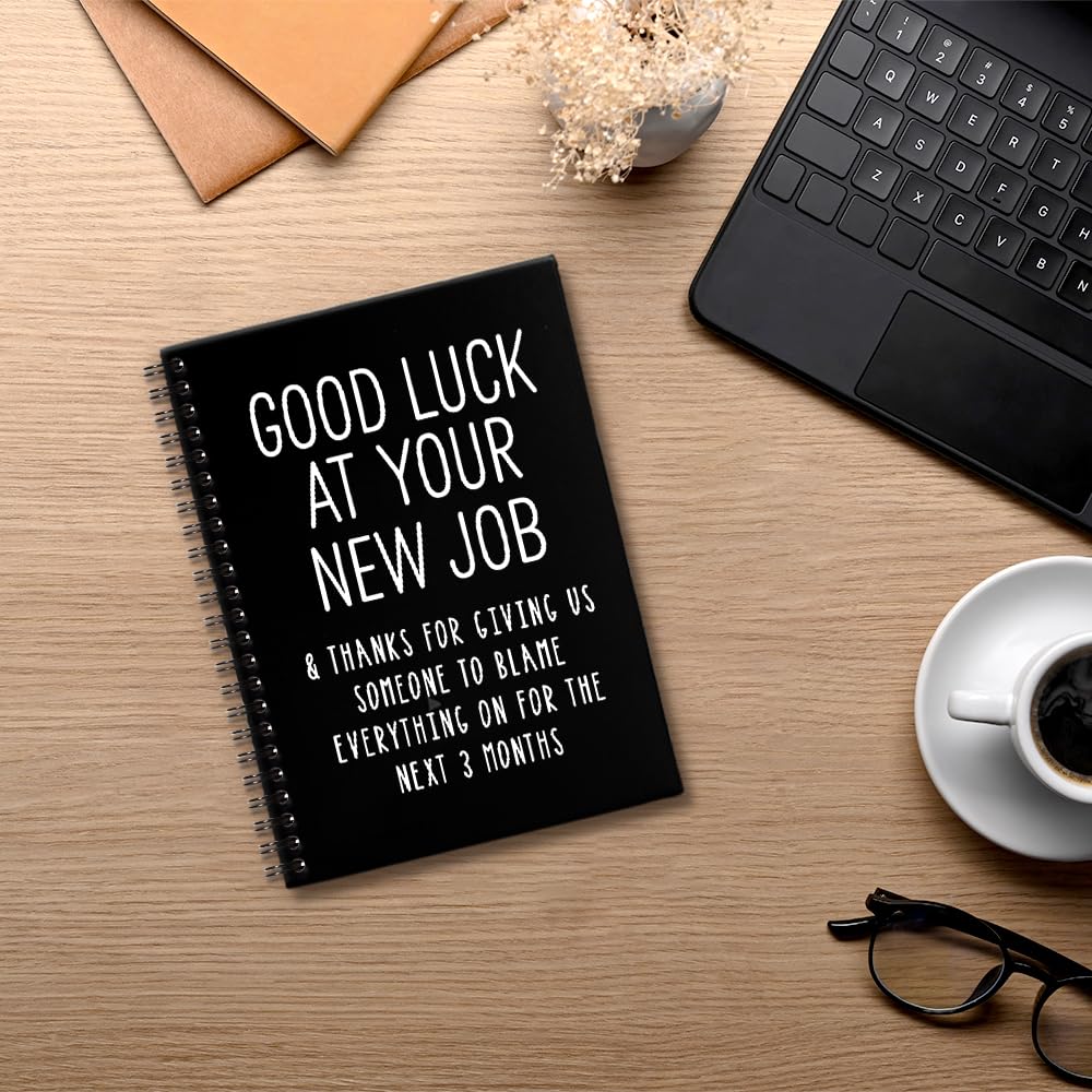 Msticey Good Luck At Your New Job 160 Blank Pages Hardcover Spiral Notebook, Going Away Gift for Colleague Coworker, Funny Coworker Leaving Gift, Goodbye Journal Gift, Farewell Gift for Coworker