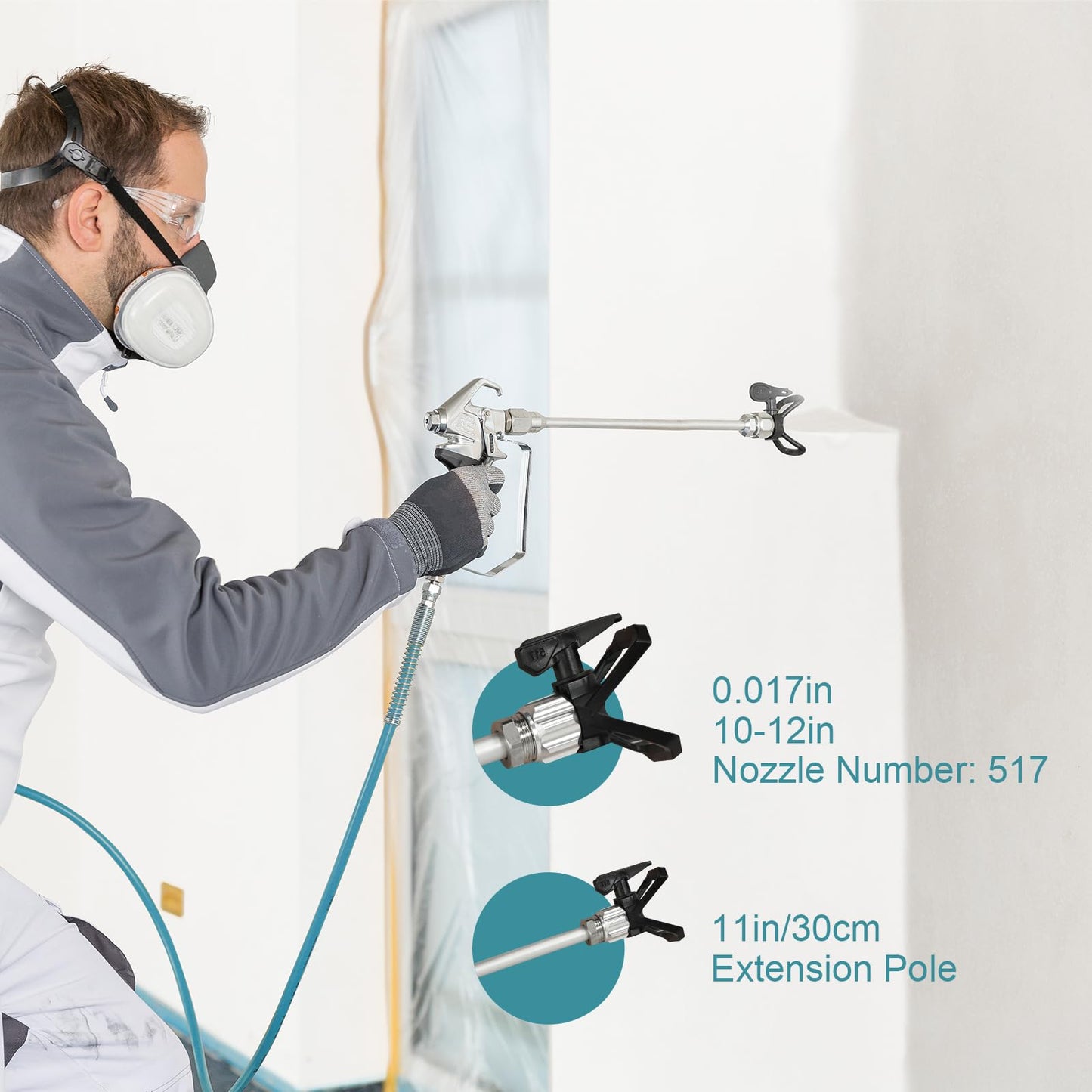 GarveeTech X10 Airless Paint Sprayer, 0.32GPM Stand Paint Sprayer, 3300 PSI 750W High Efficiency Paint Sprayer Machine with Extension Pole and Cleaning Kits for House Fence Painting DIY Furniture