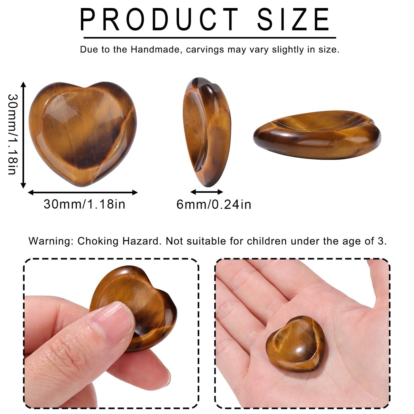 GolbalJew 6PCS Thumb Worry Stones for Anxiety Healing Crystals Sets, Hand Carved Heart Crystals and Healing Stones, Meditation Crystal Reiki Natural Relax Palm Stone for Anxiety Therapy Relief, Small