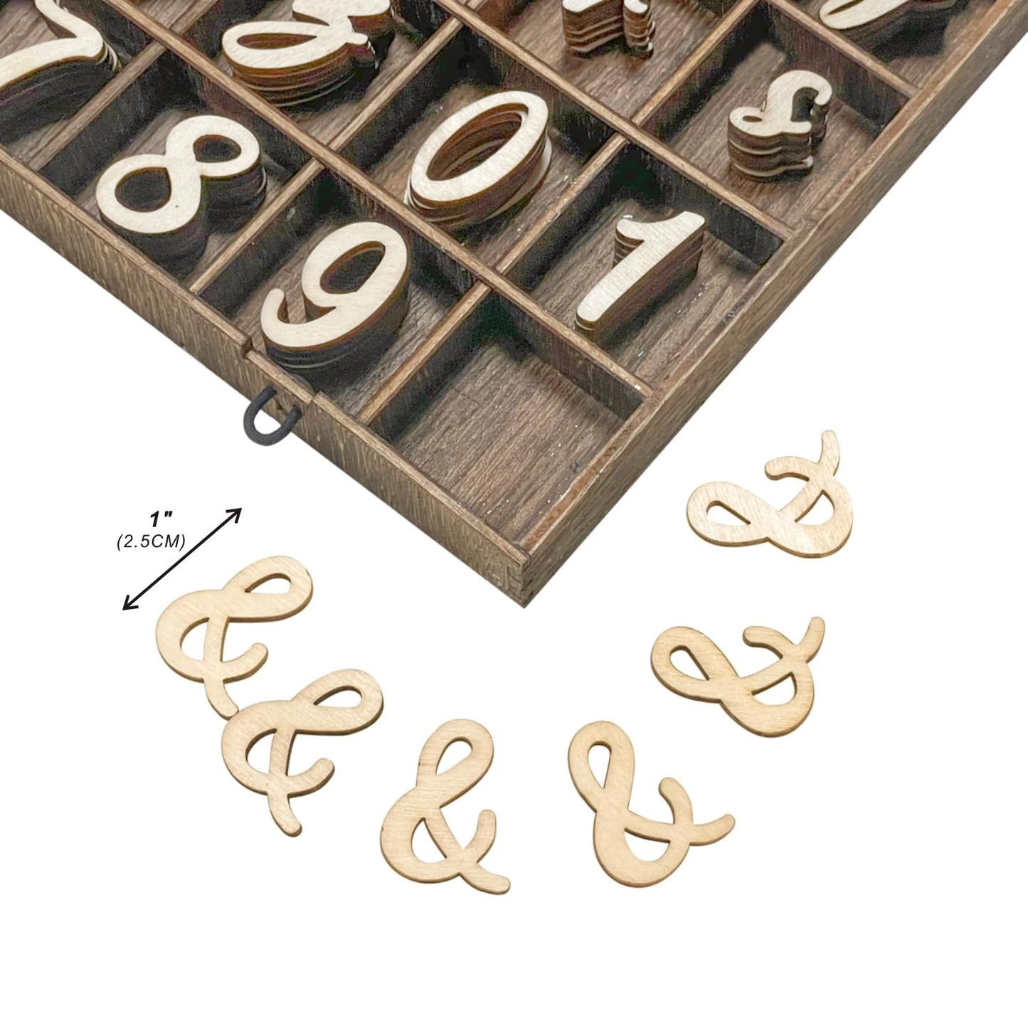682 Pieces 1 Inch Wood Alphabet Letters Wooden Numbers Mini Capital & Lowercse Letters with Rustic Storage Box for Home Decor Spelling Education Homemade Crafts Party Gifts