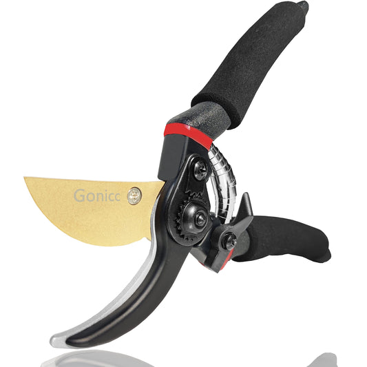 gonicc 8" Professional Premium Titanium Bypass Pruning Shears (GPPS-1003), Hand Pruners, Garden Clippers, Bonsai Cutters