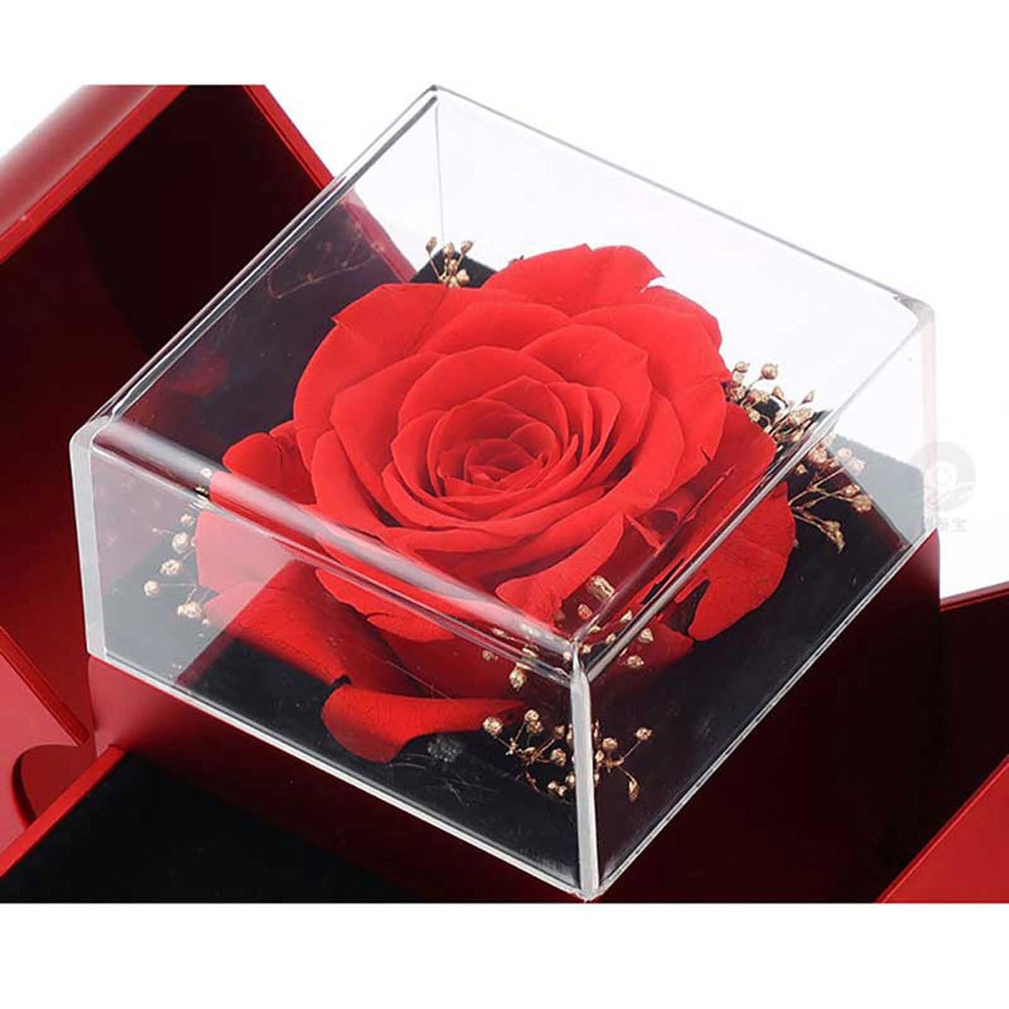 WLWXMH Preserved Handmade Red Rose With Hollow Clavicle Necklace, Jewelry Boxes with Necklace, Present For Girlfriend,Wife,Mom