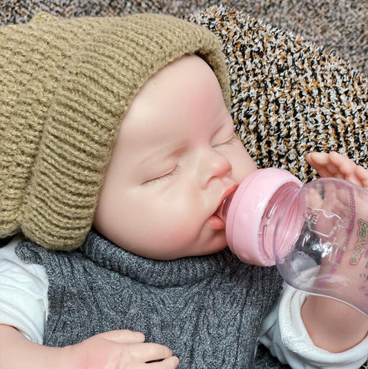 Gileutay 20 inch Full Body Silicone Baby Doll Girl Realistic Sleeping Reborn Newborn Babies that Can Open Mouth Handmade Toy