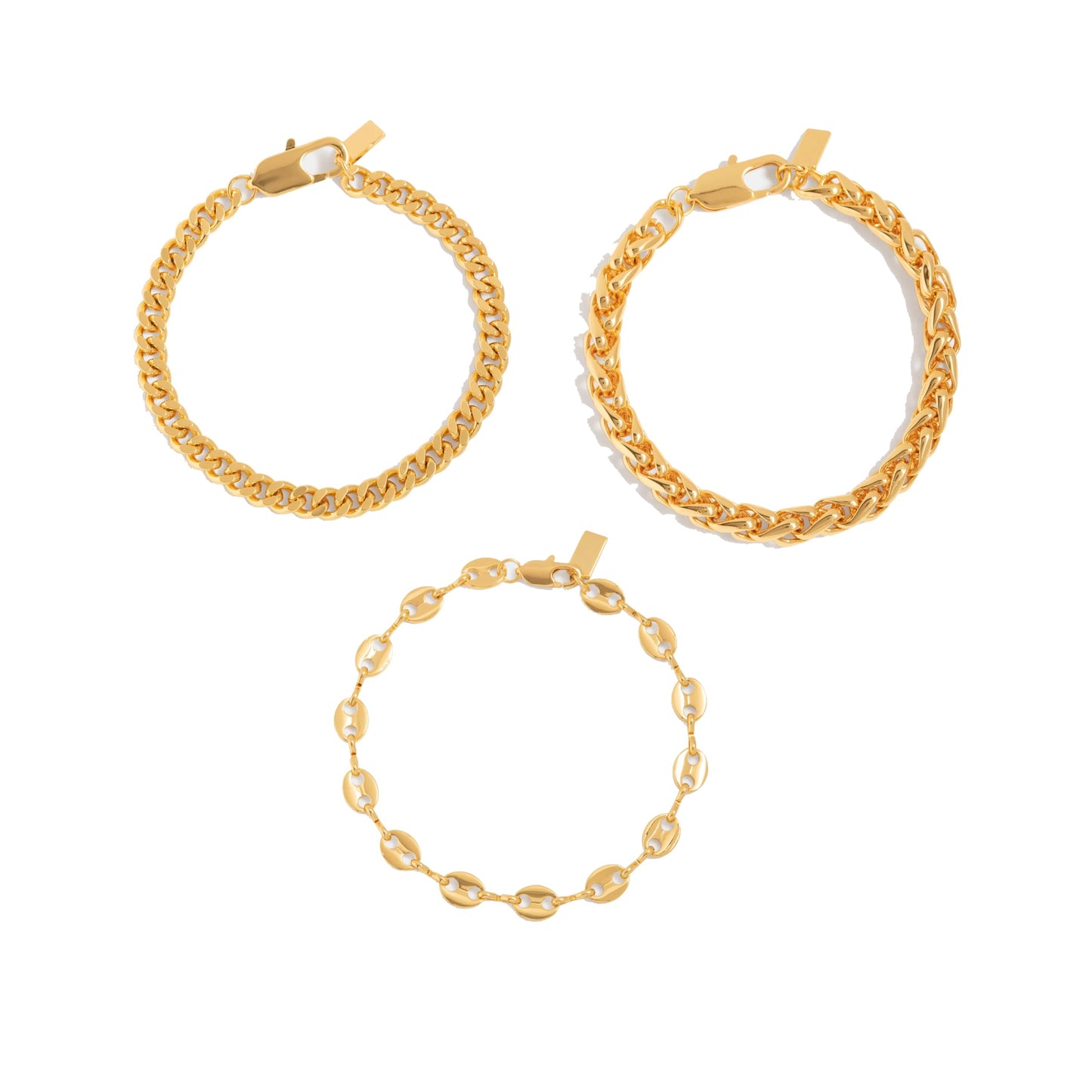 CONRAN KREMIX Chunky Gold Bracelets for Women Waterproof,Dainty 14K Gold Plated Chain Bracelet Stake,Trendy Gold Jewelry
