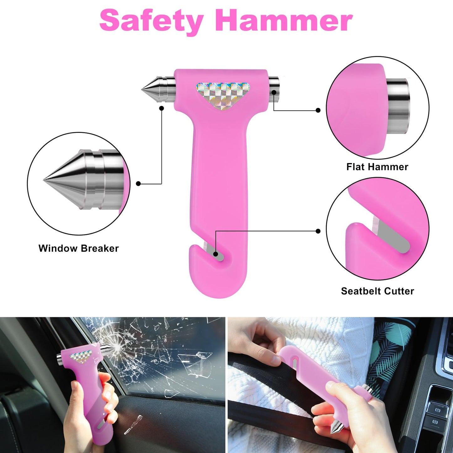 HLWDFLZ Car Roadside Safety Kit - 129pcs Pink Winter Emergency Road Side Assistance Kits Auto Essential Kit for Men, Women, Teen