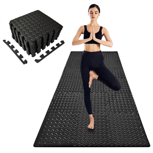 3x6 Feet Interlocking Foam Floor Mats (18-Pack) - 0.4"（10mm Thick Gym Mats for Home Workouts, Exercise & Play - Puzzle Tiles for Home Gym, Yoga, Kids Area.