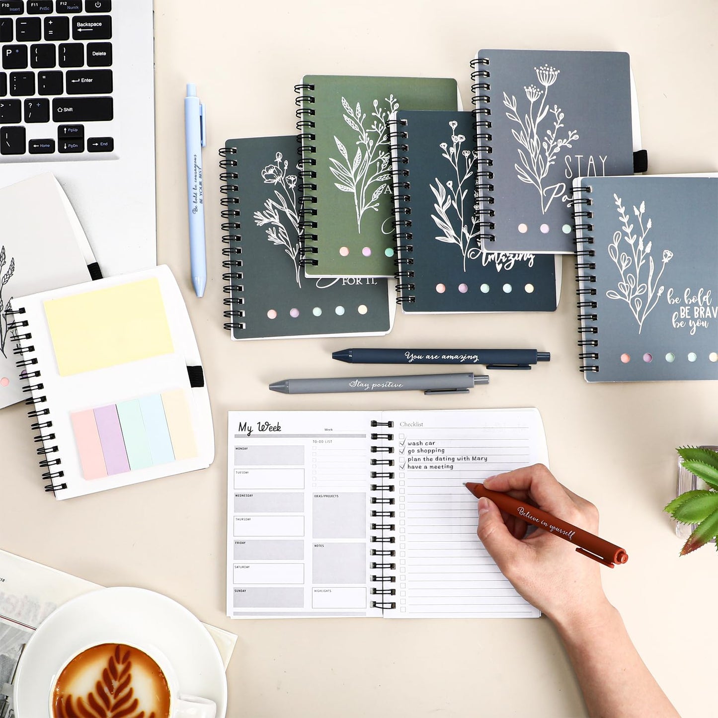 Dispowreath 10 Sets Inspirational Notepads and Pens Motivational Journal Bulk Employee Appreciation Gifts for Teacher Coworker Team Nurse Staff Office Supplies