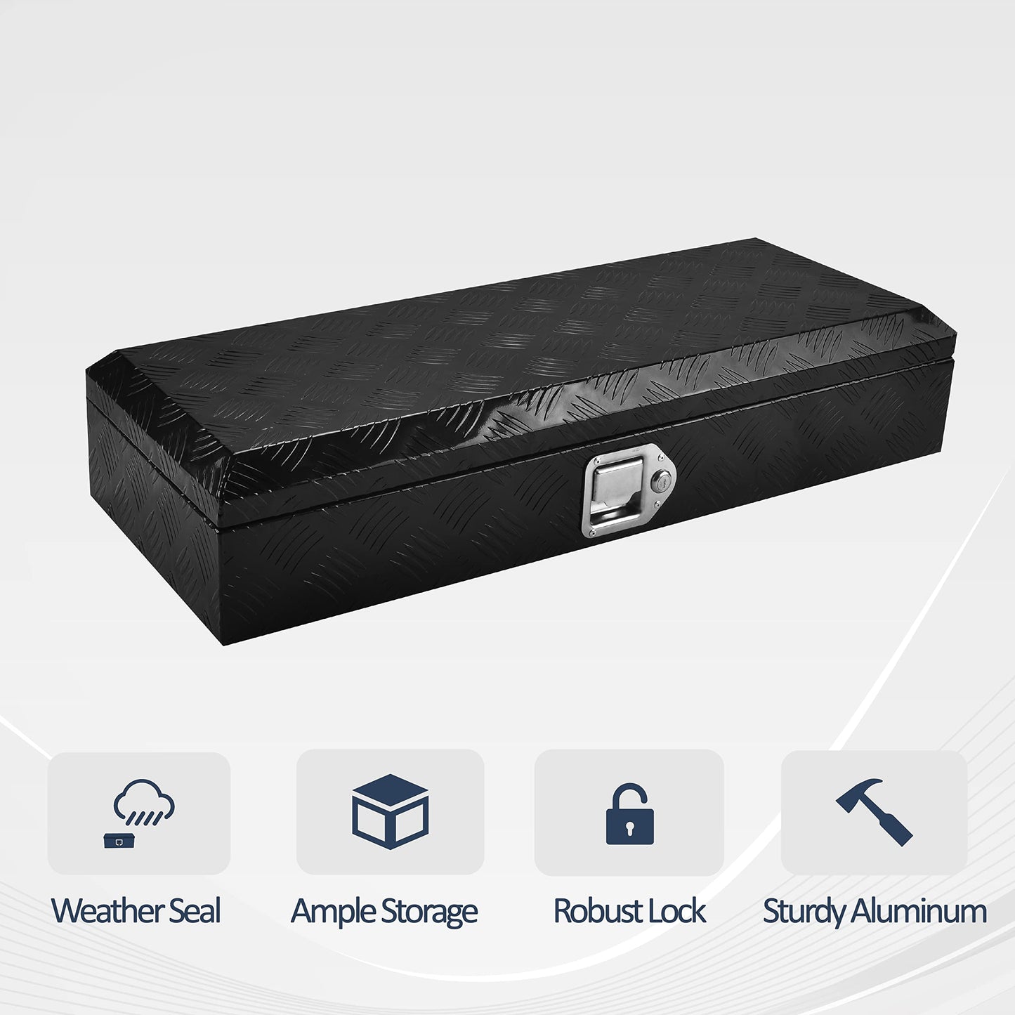BATONECO 34.5 Inch Aluminum Tool Box, Truck Bed Tool Box with Lock and 2 Keys,Tool Storage Box for Truck,Trailer,Pickup,ATV,RV,34.5"X12.75"X6.4",Black