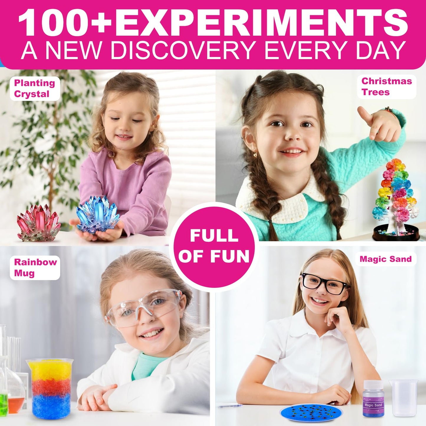 caerdied Girls Science Kit for Kids Ages 4-8 6-8 8-10, 100+ Fun Educational Experiments for Girls & Boys, STEM Projects and Science Experiments, Science Toys, Gifts for Kids