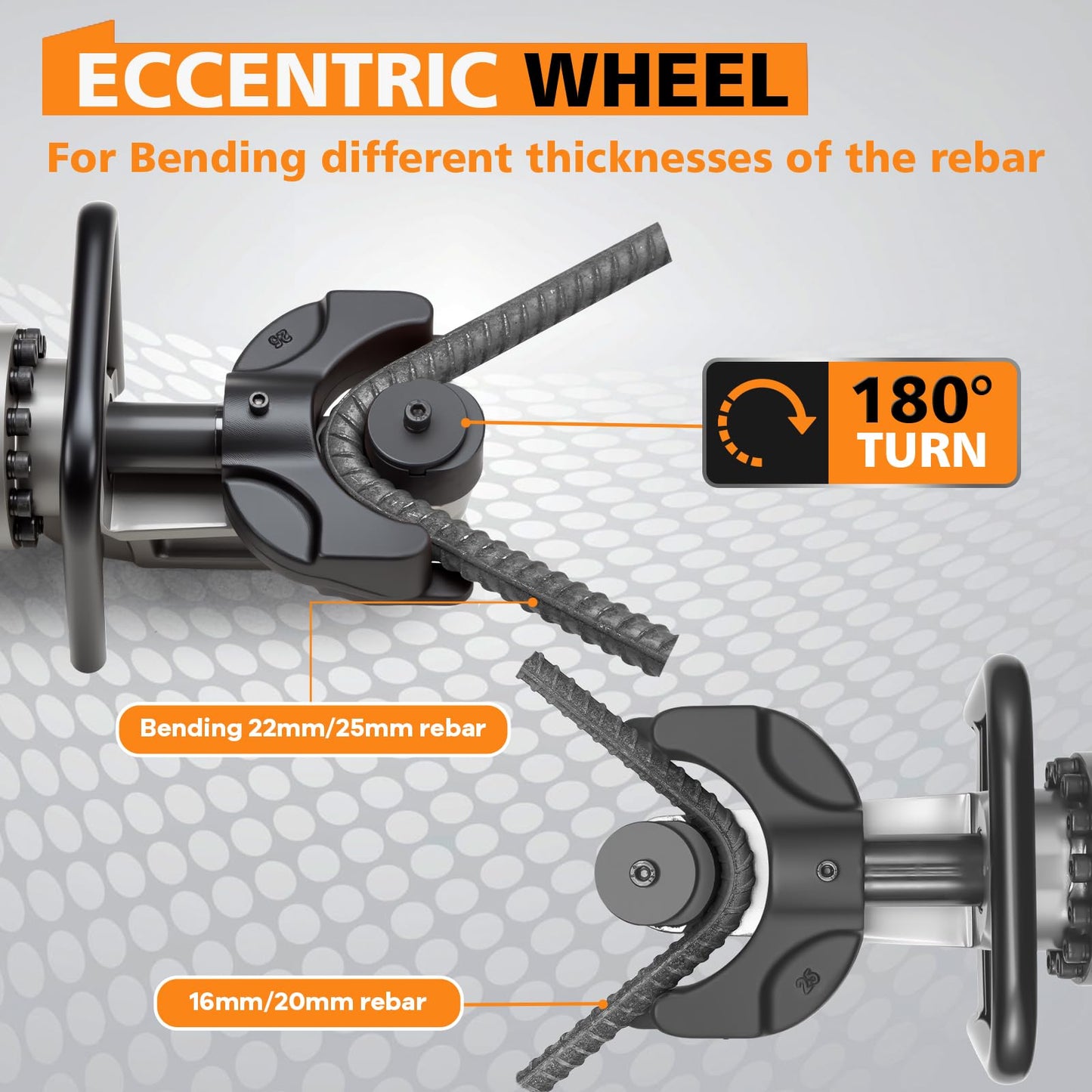HUOTUO 1" Electric Hydraulic Rebar Bender, [TÜV Rheinland North American Certificated], Portable Rebar Bender, Bend from 3/4" to 1" Diameter Rebar, Easily Bending Angle 180-60 Degrees 120v/60hz HRB-25