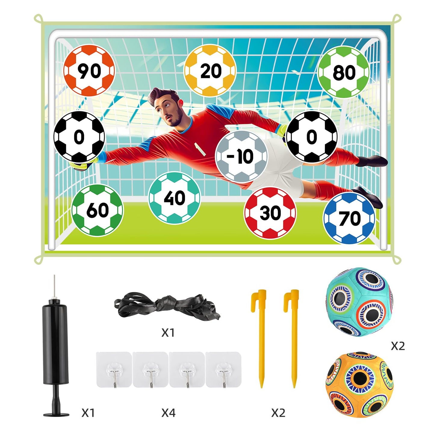 𝗫𝗔𝗪𝗔𝗖𝗔𝗛 Toy Soccer Ball Game Set for Kids ages 3-6, Indoor Outdoor Backyard Toss Soccer with 2 Sticky Balls & Foldable Fabric Goals, Football Sports Toy Gifts for 3 4 5 6 Years Old Boys Girls