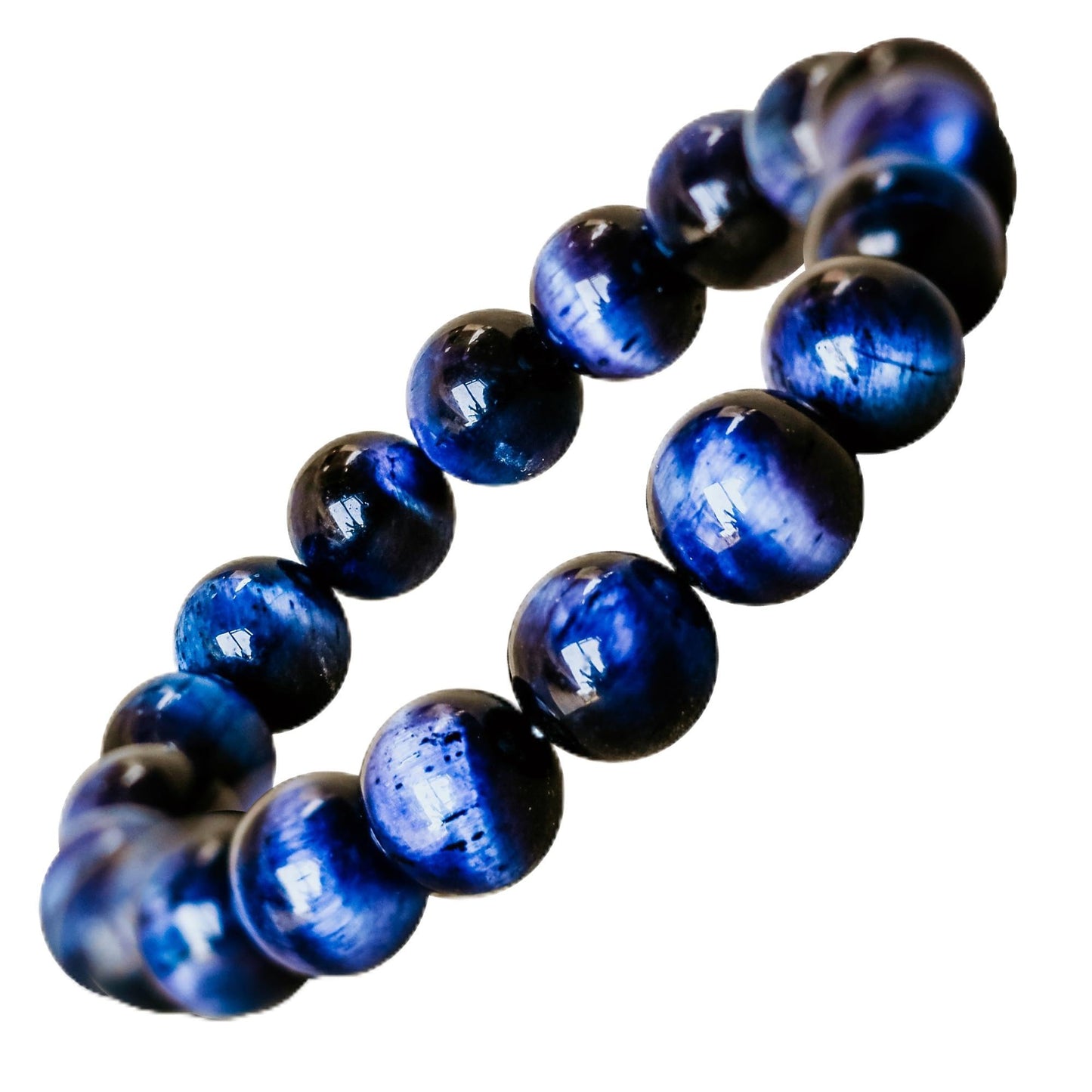 Conscious Items Blue Tigers Eye Bracelet, Natural Gemstone Beads for Focus, Motivation, Mental Clarity, & Energy Protection, Tigers Eye Beads for Confidence, Blue Bracelet for Men & Women