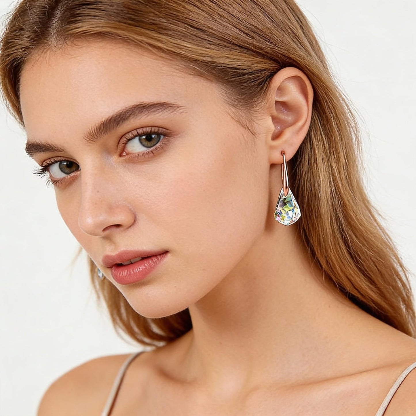 2Pcs Quartz Stone Earrings for Women Crystal Sparkling Dangle Earring Trendy Jewelry Birthday Gifts for Women