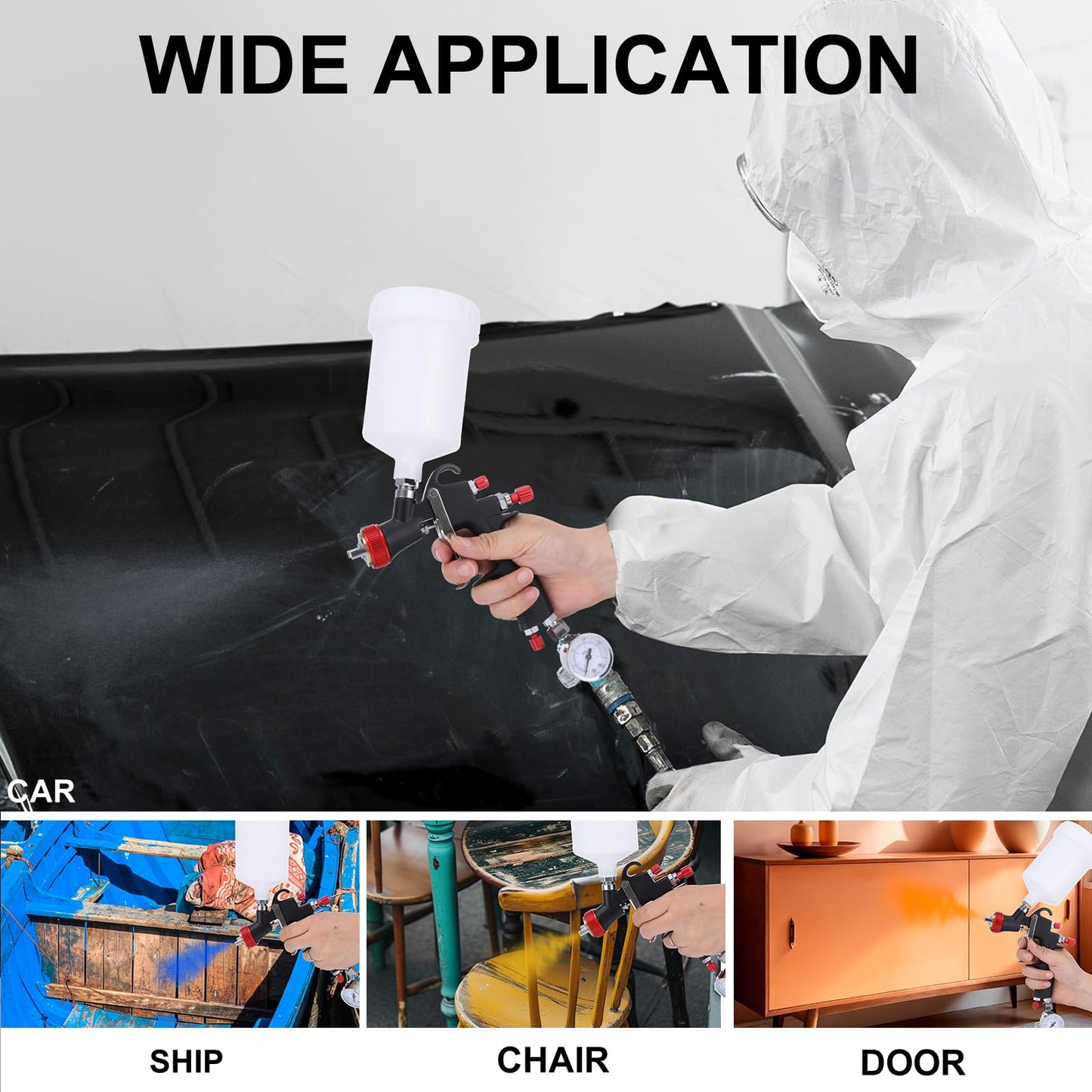 Gyfent R500 LVLP Air Spray Gun Premium Kit, Automotive Paint Spray Gun with 1.3/1.5/1.7/2mm Nozzles & 18 Pcs Paint Sprayer Accessories for Car Automotive Furniture House Painting