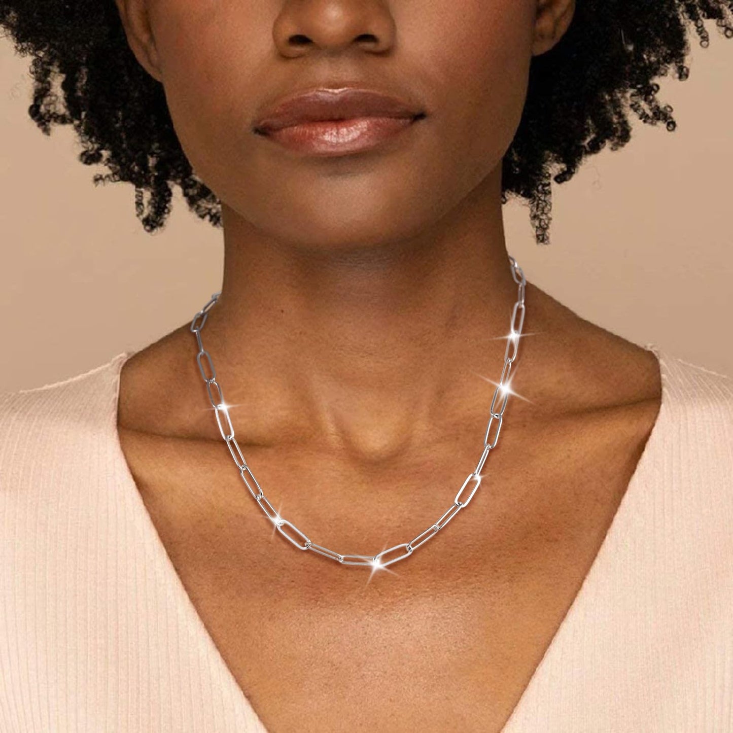MBW Silver Chain Necklace, Simple 925 Sterling Silver Paperclip Necklaces for Men Trendy 20in Long Minimalist Chunky Thick Waterproof Fashion Link Necklace Jewelry Gifts for Women