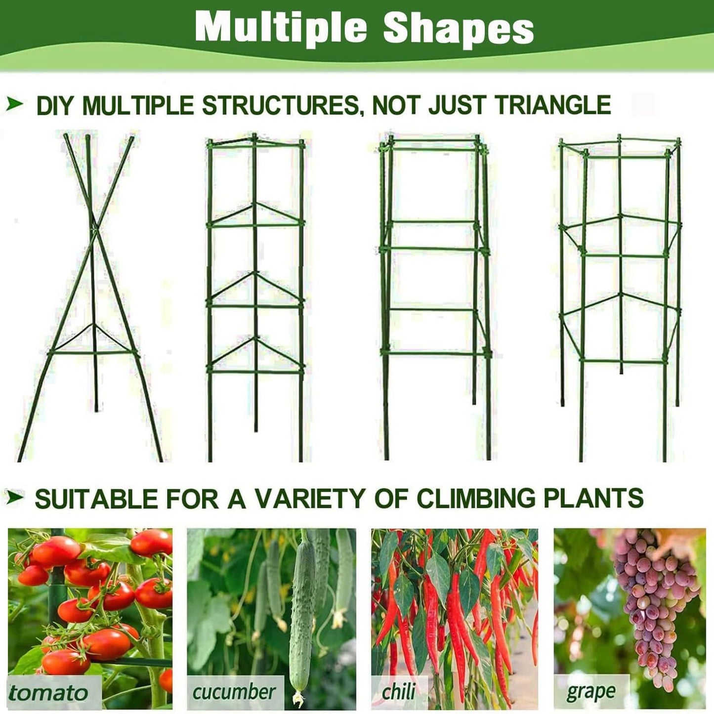 Yongblus 4Pack Tomato Cage for Garden Plant Support, Up to 48inch Garden Stakes Tomato Cage, Tomato Trellis for Potted Plants, Tomato Cages Plant Stakes Trellis for Climbing Plants Vegetables Flowers