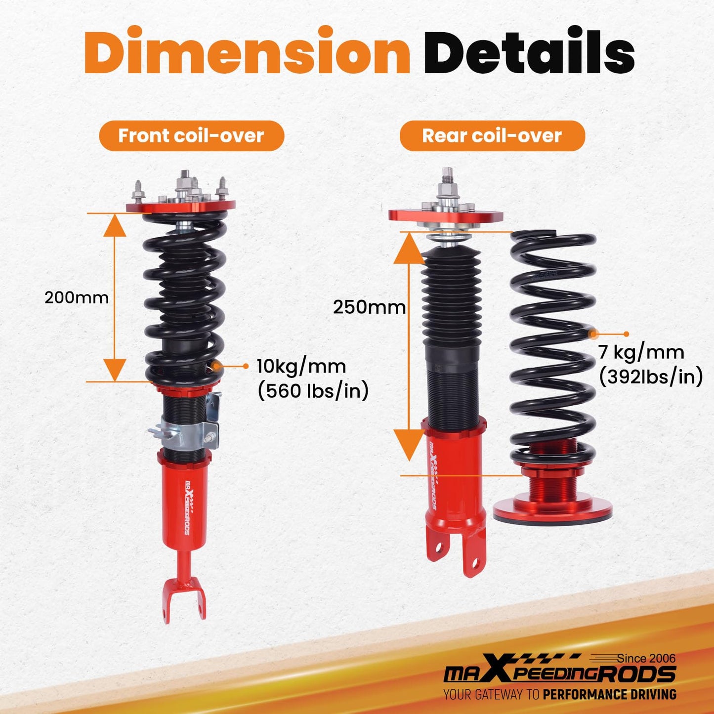 maXpeedingrods Coilovers for Nissan 350Z RWD 2003-2008 Z33, for Infiniti G35 RWD 2003-2007 V35, Height Adjustable Coilovers Suspension Kit, Preset Damping Lowering Kit Red