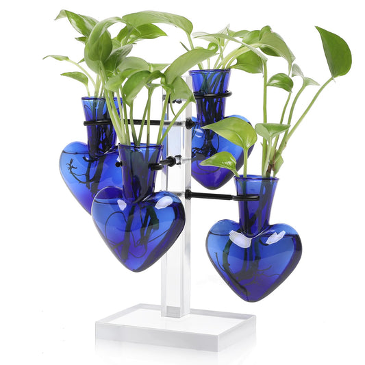 YYHglass Clear Plants Propagation Stations Terrarium Kit Birthday Gift for Women for Indoor Home Office Decor Acrylic Plant Accessories - 4 Love Hear Vase