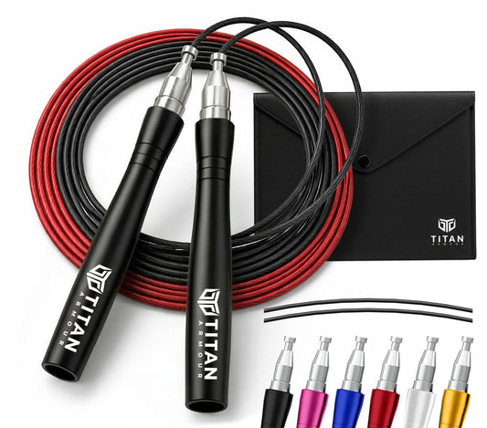 Titan Armour® Speed Rope - Professional Self-Locking & Adjustable, Adult Speed Jump Ropes for Fitness | 2 x Steel Ropes, Cable Protector & Travel Case | Jump Rope Crossfit, Boxing, Fitness MMA for Men & Women