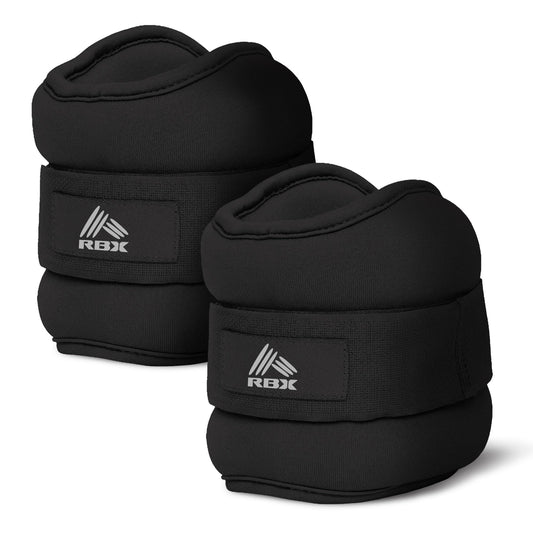 RBX Wrist & Ankle Weights Set, Adjustable Comfort Fit for Training & Toning (Black, 4lb (2lb Each))