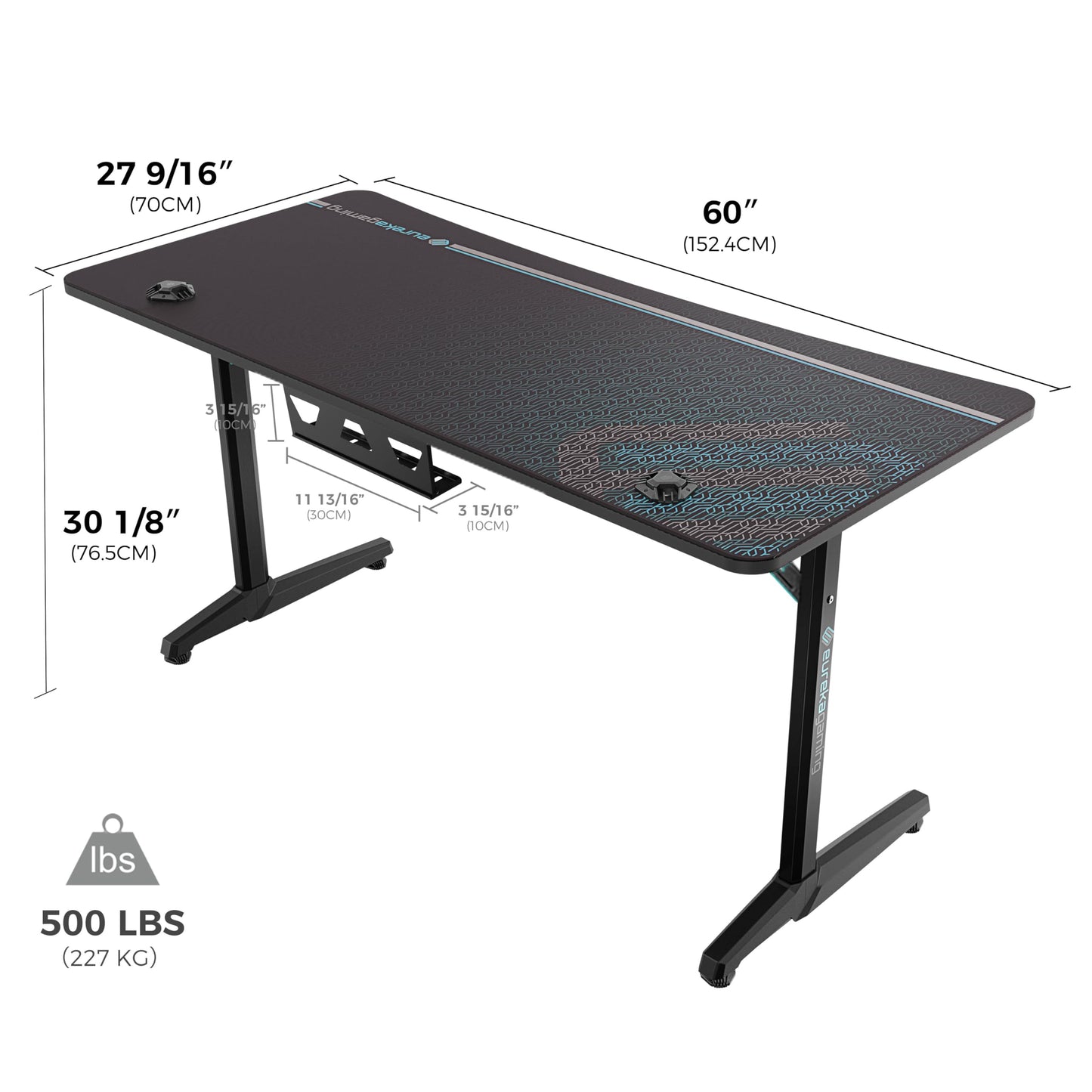 EUREKA ERGONOMIC Gaming Desk 60" Home Office Computer Desk, New Polygon Legs Design, Captain Series (60 Inch, Black)