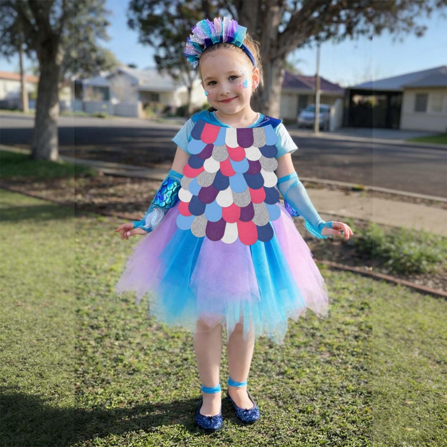 Kavoc Rainbow Costume Set Includes Rainbow Tutu Skirt Mermaid Scale Fabric Pieces Book Story Character Costume Accessories for World Book Day Cosplay Party Supplies