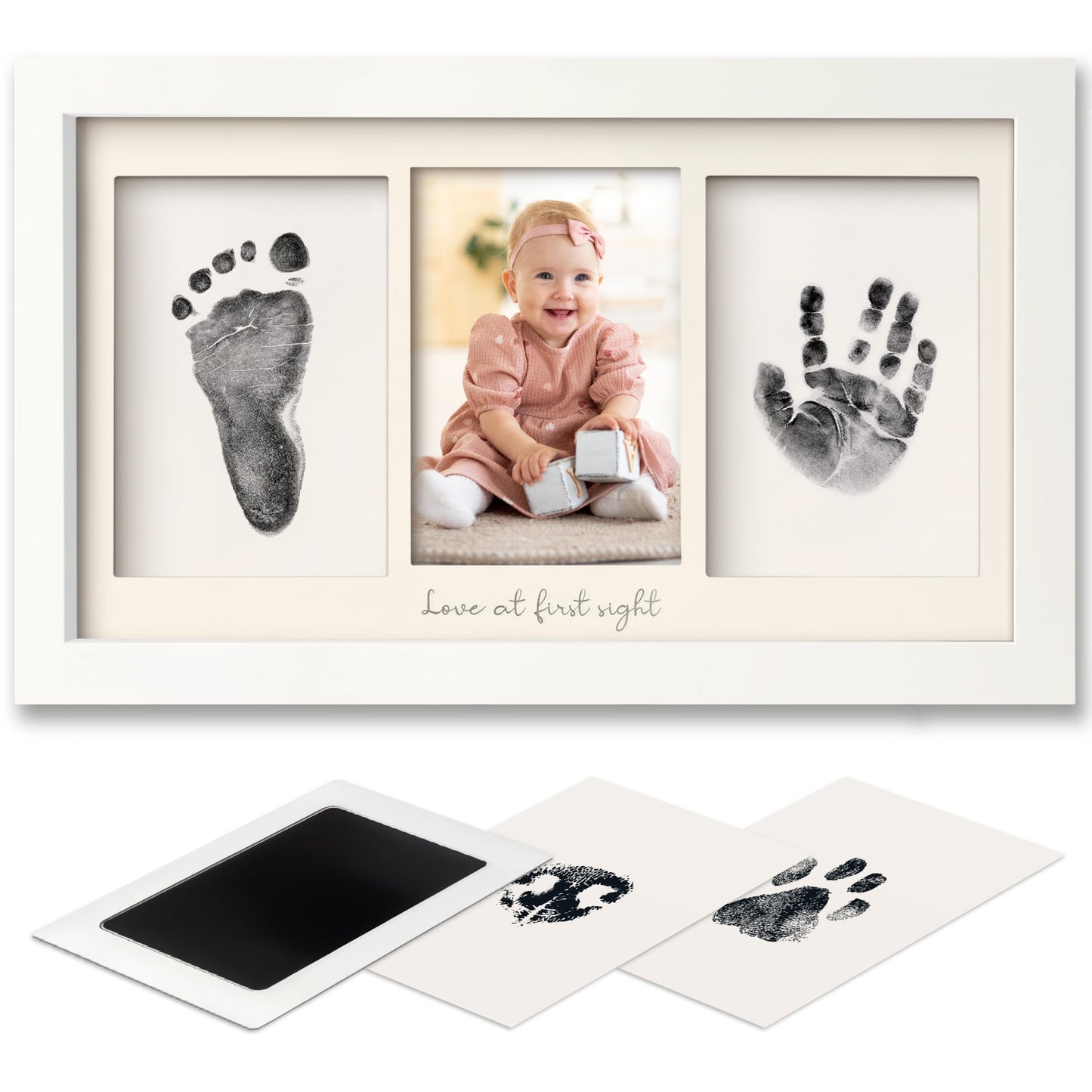 Inkless Hand and Footprint Kit, Boy, Girl, Newborn Keepsake - No Mess Ink Pad for Baby Handprint,Clean Touch Paw Print Kit for Dog Picture Frame,Personalized Baby Christmas Shower Gifts(Alpine White)