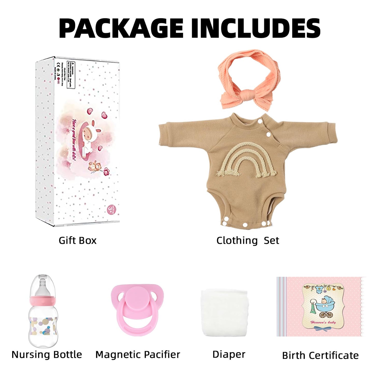 KSBD Realistic Reborn Baby Dolls-20 inch Sleeping Lifelike Newborn Real Life Baby Dolls, Soft Cloth Body with Feeding Toy Accessories for Kids Age 3 +