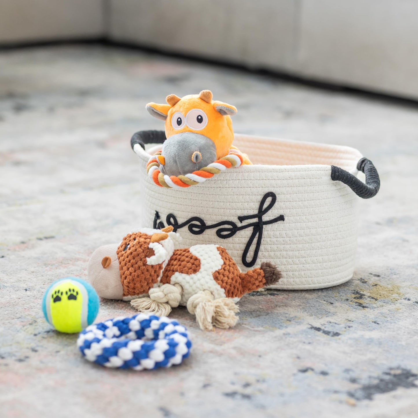 Paws For Reaction New Puppy Gift Basket - Premium Puppy Starter Kit and Dog Gift Basket with Dog Toys - Perfect Doggie Birthday Gifts and Puppy Necessities with Pet Toy Basket.