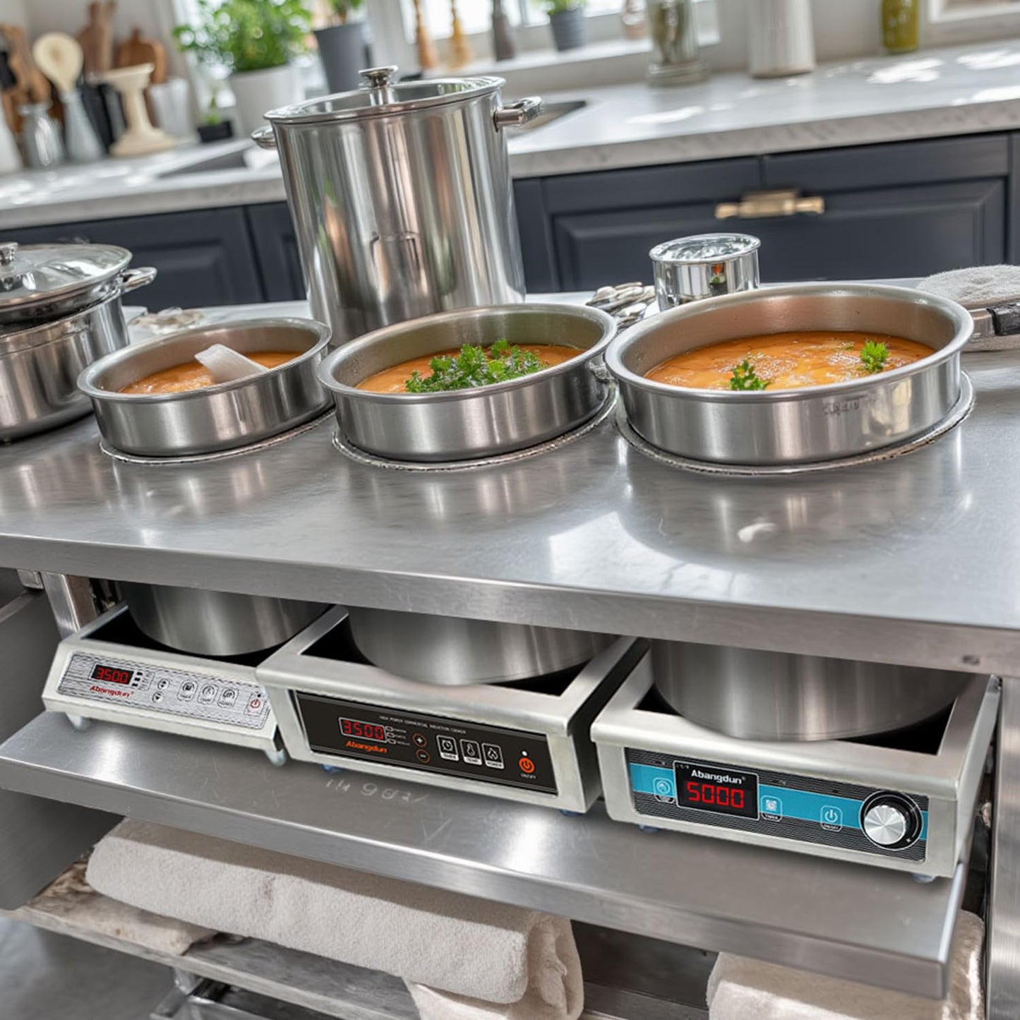 3500W Commercial Induction Cooktop, 240V Single Induction Burner with 18-Hour Timer, High-Efficiency Induction Heater for Restaurant & Catering