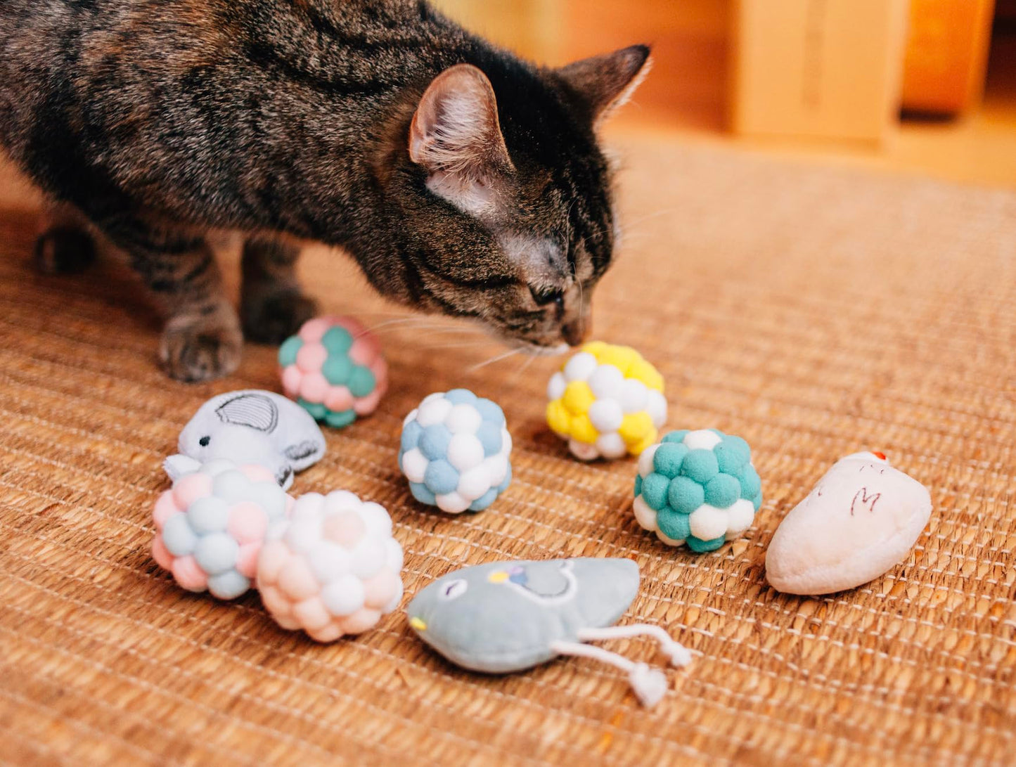 Paw Paw Babe 9 Pack Catnip Toys for Cats – Interactive Cat Toys for Indoor Cats & Kittens, Variety Bundle with Plush Animals & Catnip Balls, Fun Kitten Enrichment Toys Set