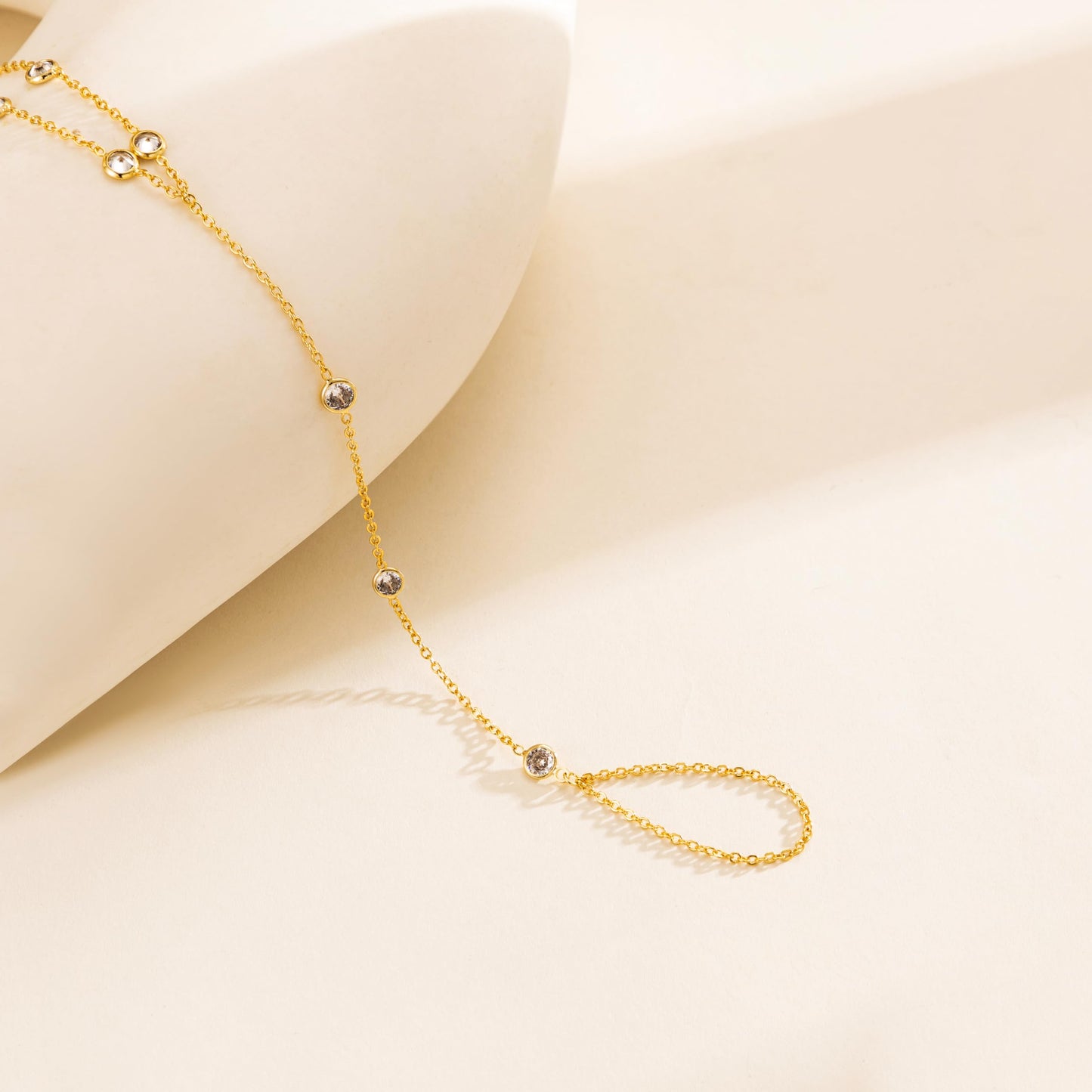 MBW Dainty 14K Gold Plated Ring Hand Chain Cubic Zirconia Bracelet Trendy Hand Chains Bracelet for Women Simple Body Womens Jewelry Trendy 2025