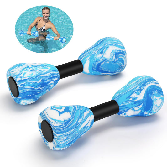 Camouflage Aquatic Dumbbells,2Pcs Foam Water Weights Aerobic Exercise Fitness Equipment Dumbbells, Pool Resistance Swimming Training for Adults/Kids/Men/Women Weight Loss, Beginner Swimming Training (Blue)