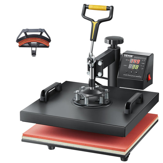 VEVOR 2 in 1 Heat Press Machine for T Shirts and Hats, 15x15 Inch Professional Swing Away Digital Tshirt Press Machine for Sublimation, Vinyl, Heat Transfer Projects