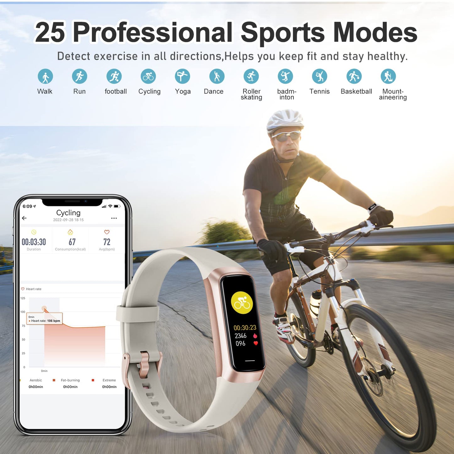 Zeacool Fitness Tracker with 24/7 Heart Rate, Blood Oxygen Blood Pressure Sleep Monitor, Activity Trackers 5 ATM Waterproof,Step Calorie Counter Pedometer Health Smart Watch for Women Men Beige