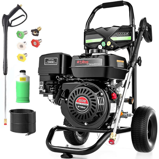 Gas Pressure Washer, 4200 PSI and 4.0 Max GPM Commercial Gas Power Washer, Spray Gun and Wand, 5 Nozzle Set, for Cars/Fences/Driveways/Homes/Patios/Furniture