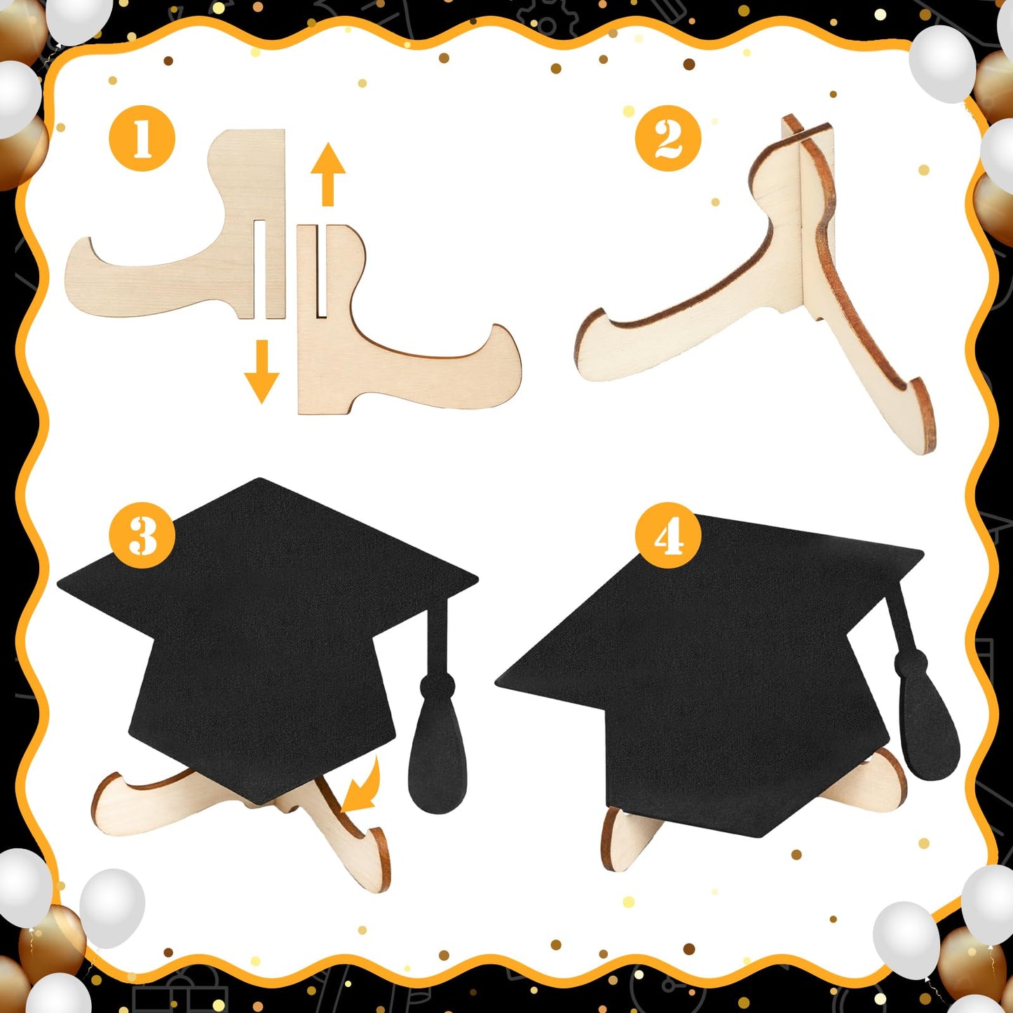 Eaasty 20 Pcs Mini Chalkboard Signs Graduation Party Food Labels for Party Buffet with Stand Wooden Erasable Reusable Blackboard Food Catering Supplies Display for Graduation Table Setting Name