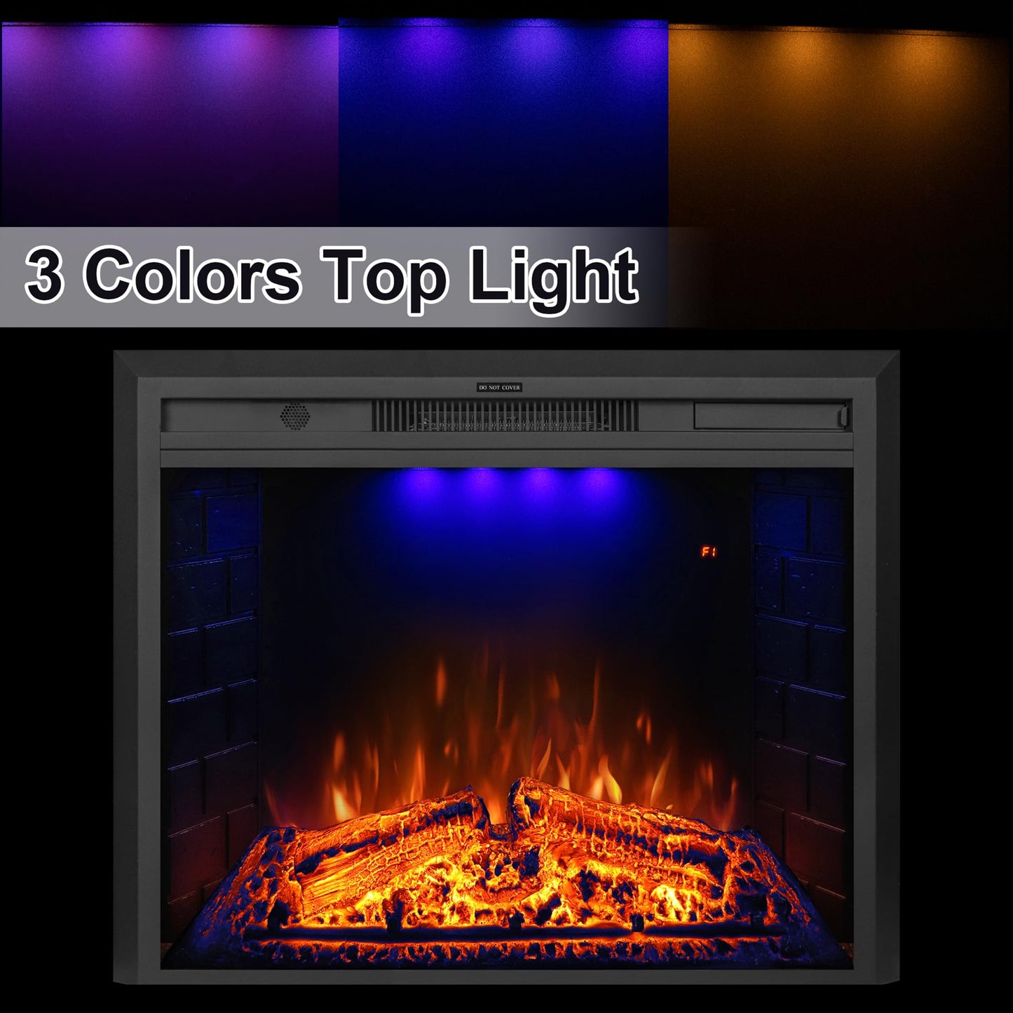 Dreamflame 50 inch Electric Fireplace, Wall Fireplace Electric with Remote Control, Realistic Log and Crackling Sound, Overheating Protection and Timer, 750/1500W Black