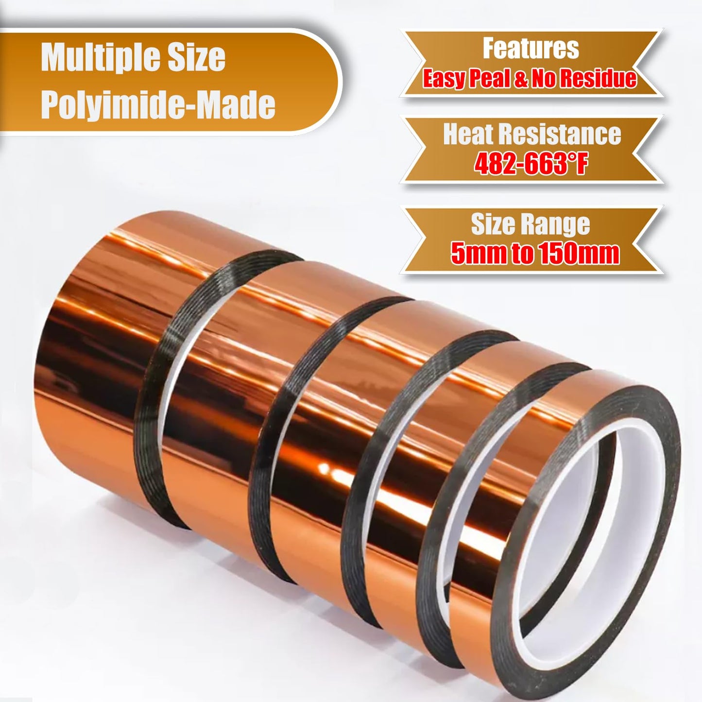 SMOTOT Heat Tape Adhesive Heat Resistant Transfer High Temperature Tape Heat Vinyl Thermal Sublimation Press Tape No Residue for Electronics Soldering Circuit Board (150mm 108ft 1Roll)