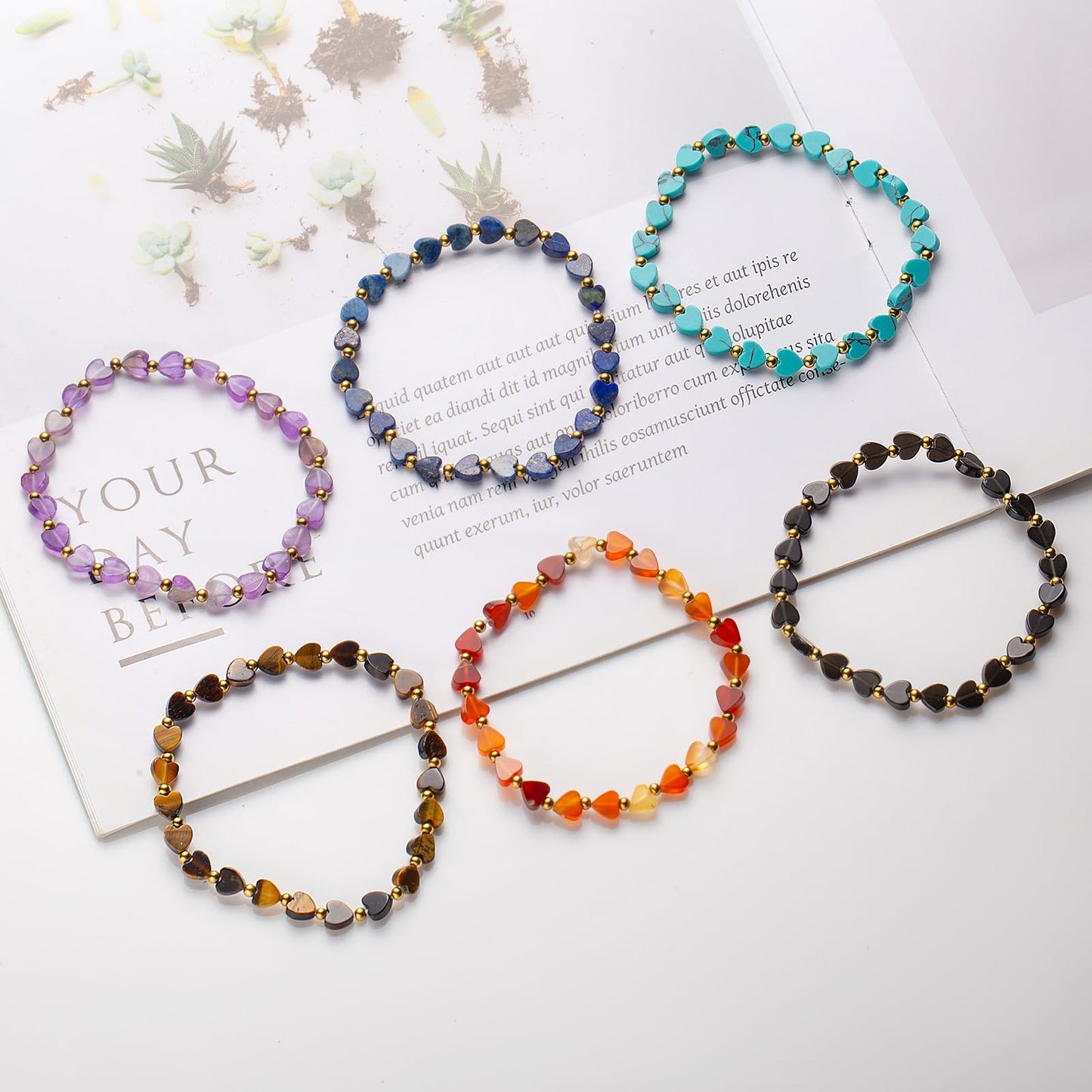 ZKJTEARY Heart Amethyst bracelet for Women Men 18k gold plated Beads Purple Natural Stone Healing Real Crystal Stretch bracelet Gemstone bracelets Amethyst Jewelry for Women Men Mom Girlfriend