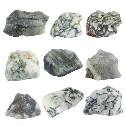 1Lb Moss Agate Rocks Raw Crystals and Healing Stones for Jewelry Making, Healing, Meditation, Sculpture, Lapidary, Polishing, Reiki Crytsal