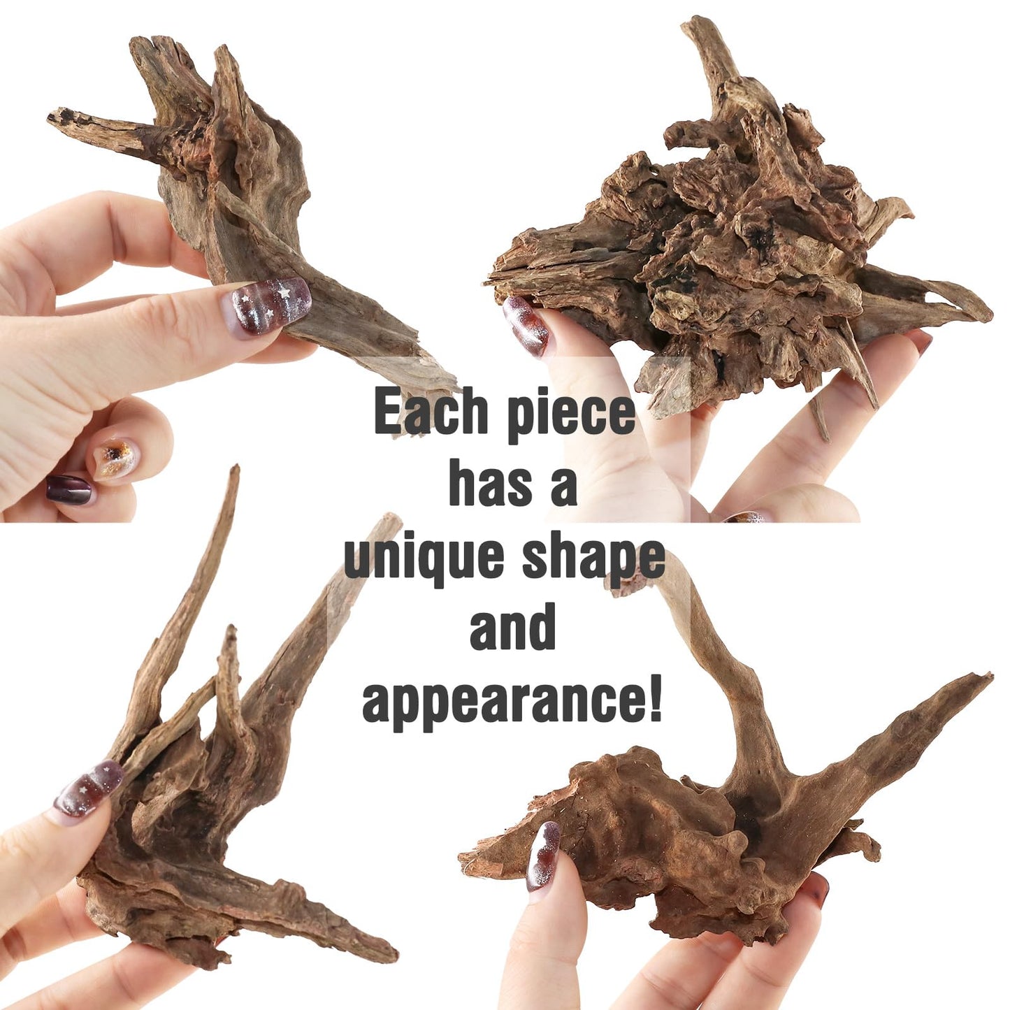 Packsy 4pcs Natural Aquarium Driftwood Decoration,Perfect for Aquascaping,Fish Tanks and Reptile Habitats,Enhances Underwater Aesthetics and Provides Hiding Spots for Fish(4pcs/4-6inches)