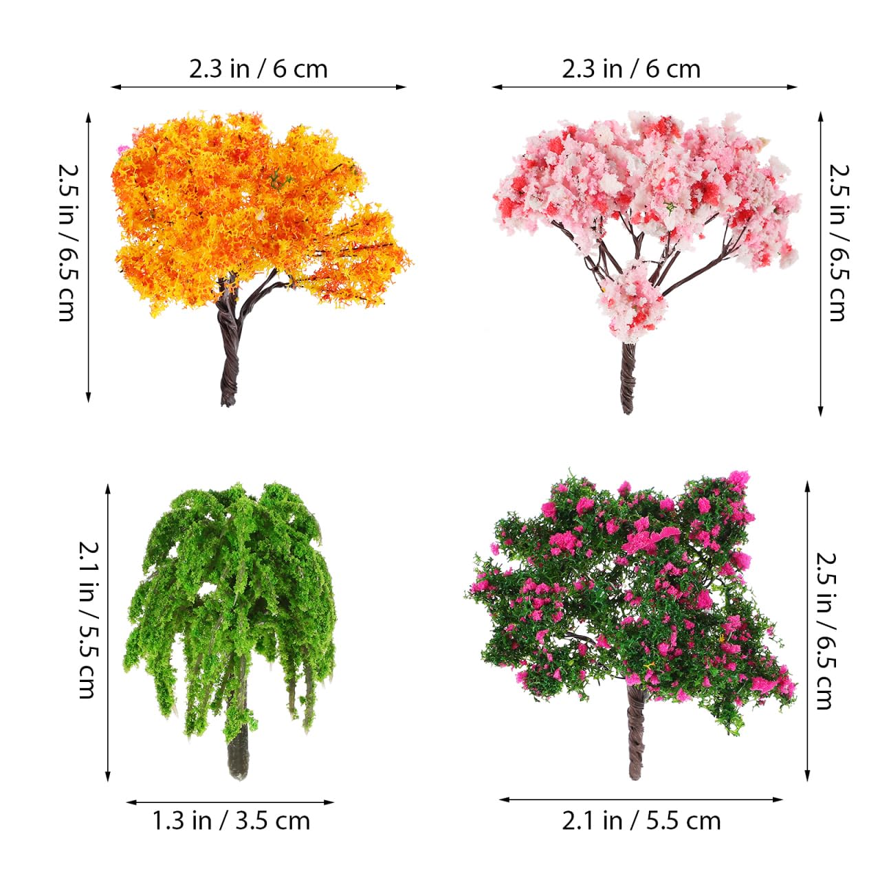 TOPPERFUN 12PCS Miniature Trees, Model Tree for Diorama Supplies and Railway Scenery, Fake Mini TRE·ES for Crafts, Fairy Garden Accessories for Micro Landscape and Train Decoration, 3.34in