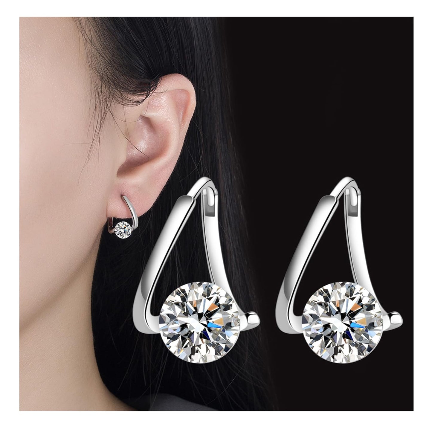 Halolux Lymphvity Germanium Earrings - Dainty CZ Zircon Acupressure Earrings for Lymphatic Drainage Gifts (Silver)