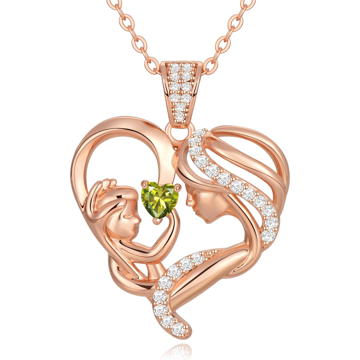 Zifeel Mothers Day Gifts for Mom Wife Her Grandma, S925 Sterling Silver Birthstone Necklaces Jewelry for Women, Mother's Day Love Heart Pendant Necklace for Anniversary Birthday Christmas Day