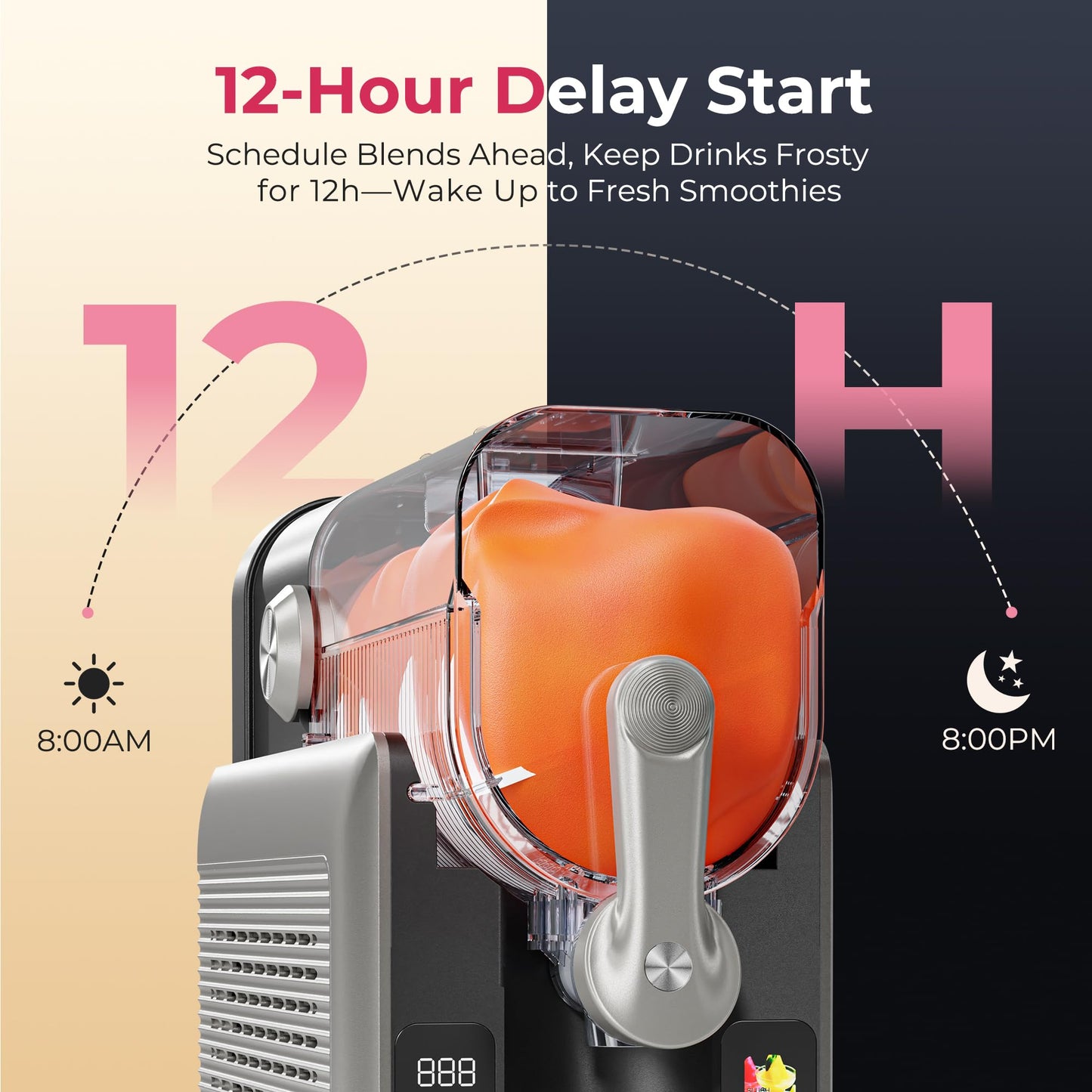 Slushie Machine for Home, No Ice Needed Frozen Drink Maker with Auto-Clean, LED Display, Perfect for Margaritas, Frappés, Milkshakes and More, Family Gatherings & Home Bar, Grey, 1 Pack+6 Modes