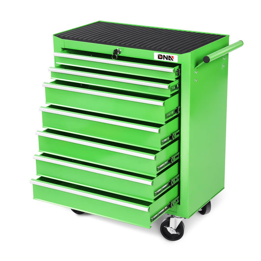DNA MOTORING 7-Drawer Rolling Tools Chest, Rolling Tool Storage Cabinet, Heavy Duty Mechanic Tool Cart, Trolley Organizer for Garage, Warehouse, Workshop, Green, TOOLS-00399